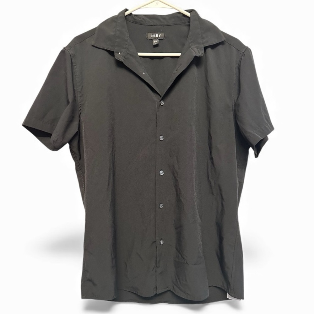 DKNY Men's Black Casual Button Down Shirt Medium